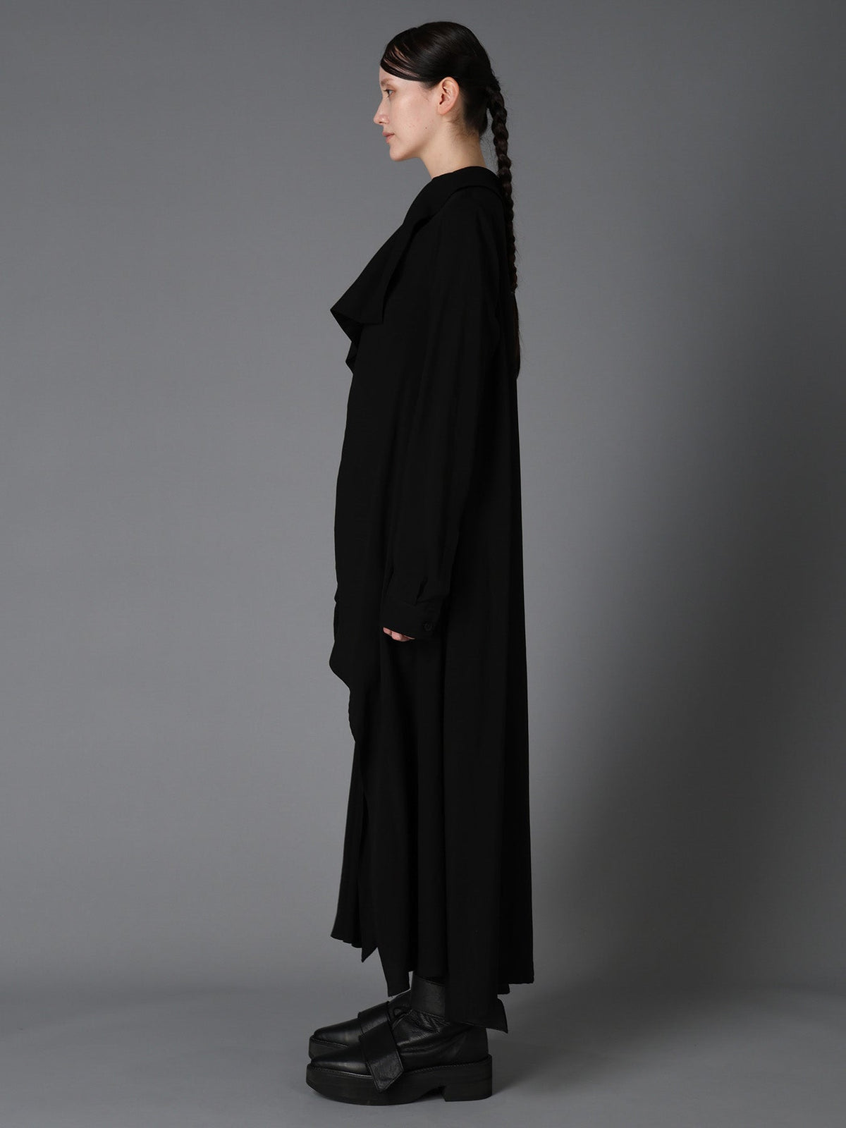 HIGH TWIST GABARDINE LONG DRAPED BLOUSE