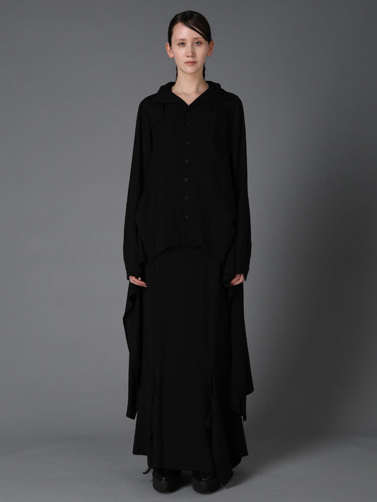 HIGH TWIST GABARDINE B LONG BLOUSE