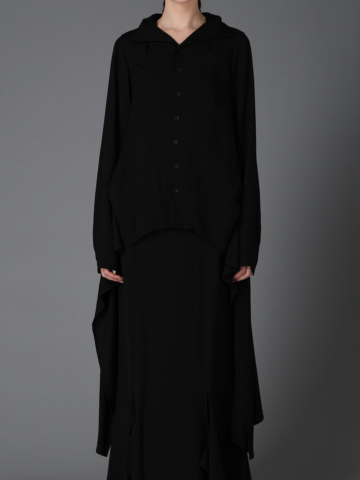 HIGH TWIST GABARDINE B LONG BLOUSE