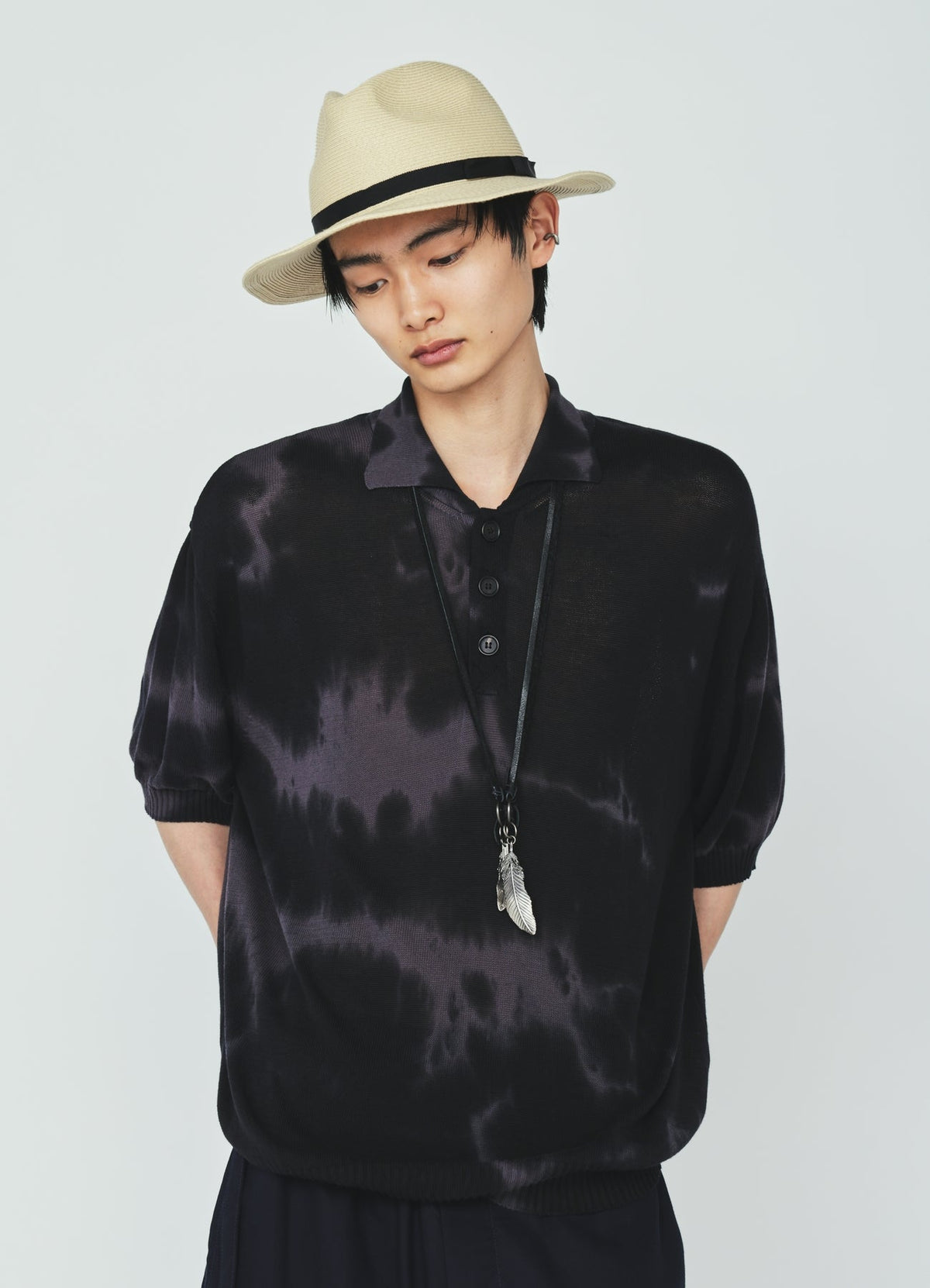 CHUSEN-DYED COMPACT TWIST POLO SHIRT