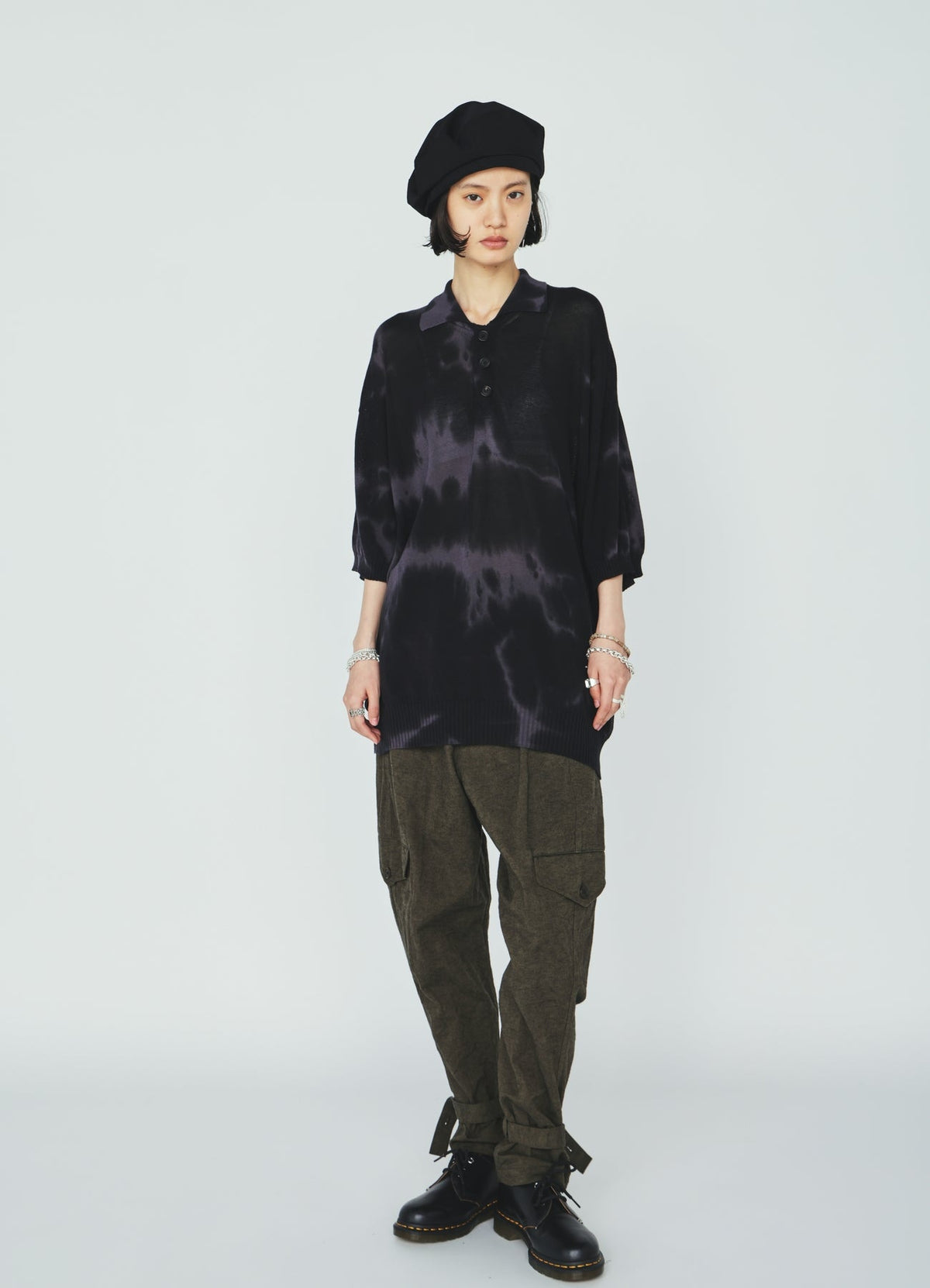 CHUSEN-DYED COMPACT TWIST POLO SHIRT