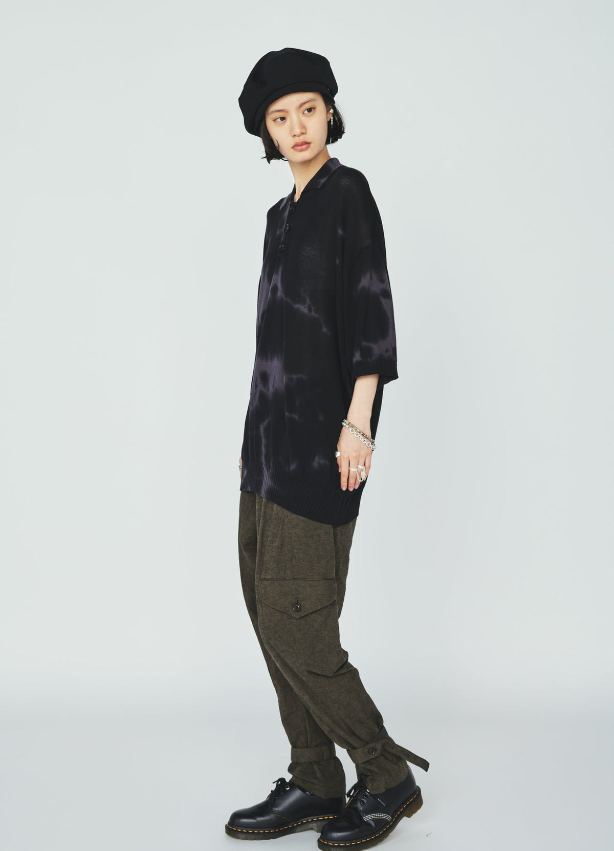 CHUSEN-DYED COMPACT TWIST POLO SHIRT