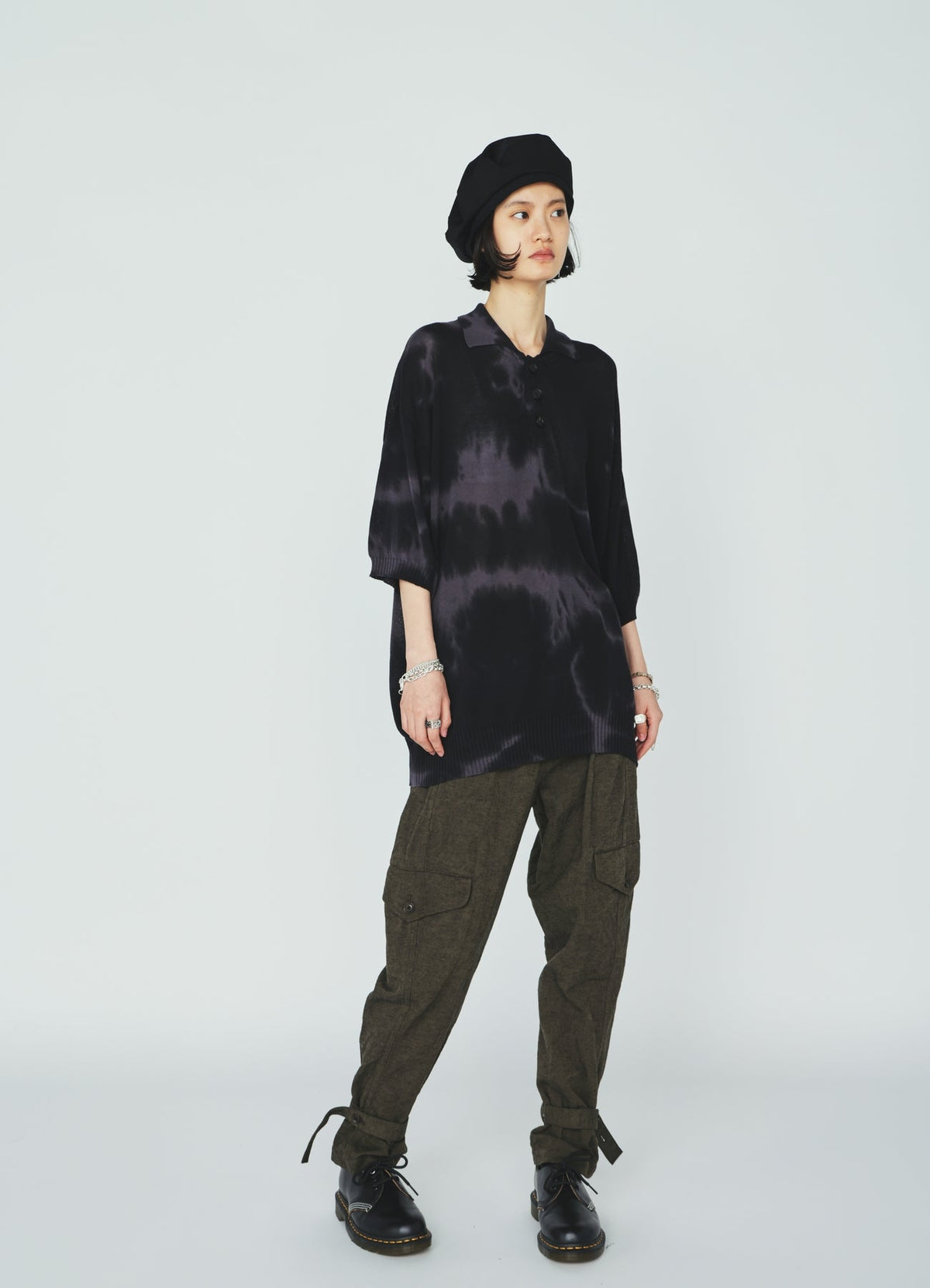 CHUSEN-DYED COMPACT TWIST POLO SHIRT