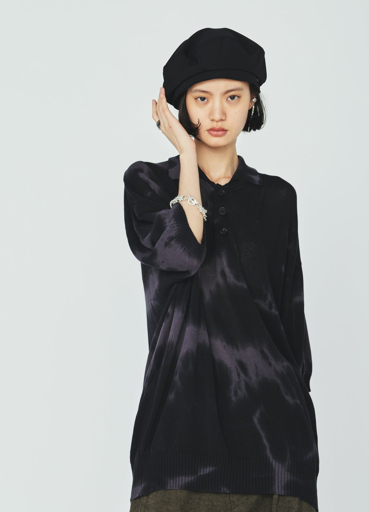 CHUSEN-DYED COMPACT TWIST POLO SHIRT