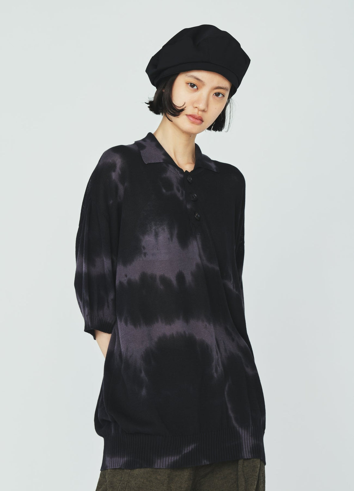 CHUSEN-DYED COMPACT TWIST POLO SHIRT