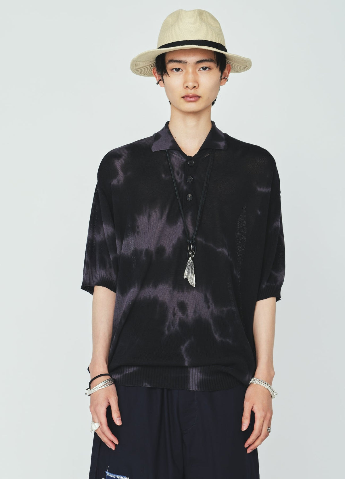 CHUSEN-DYED COMPACT TWIST POLO SHIRT