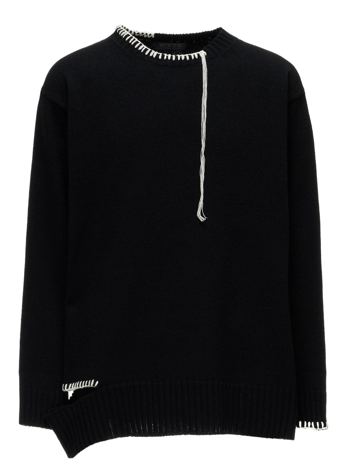 BULKY WOOL BLEND ASYMMETRIC STITCH PULLOVER