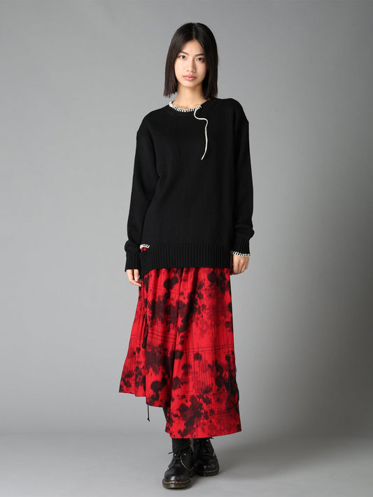 BULKY WOOL BLEND ASYMMETRIC STITCH PULLOVER