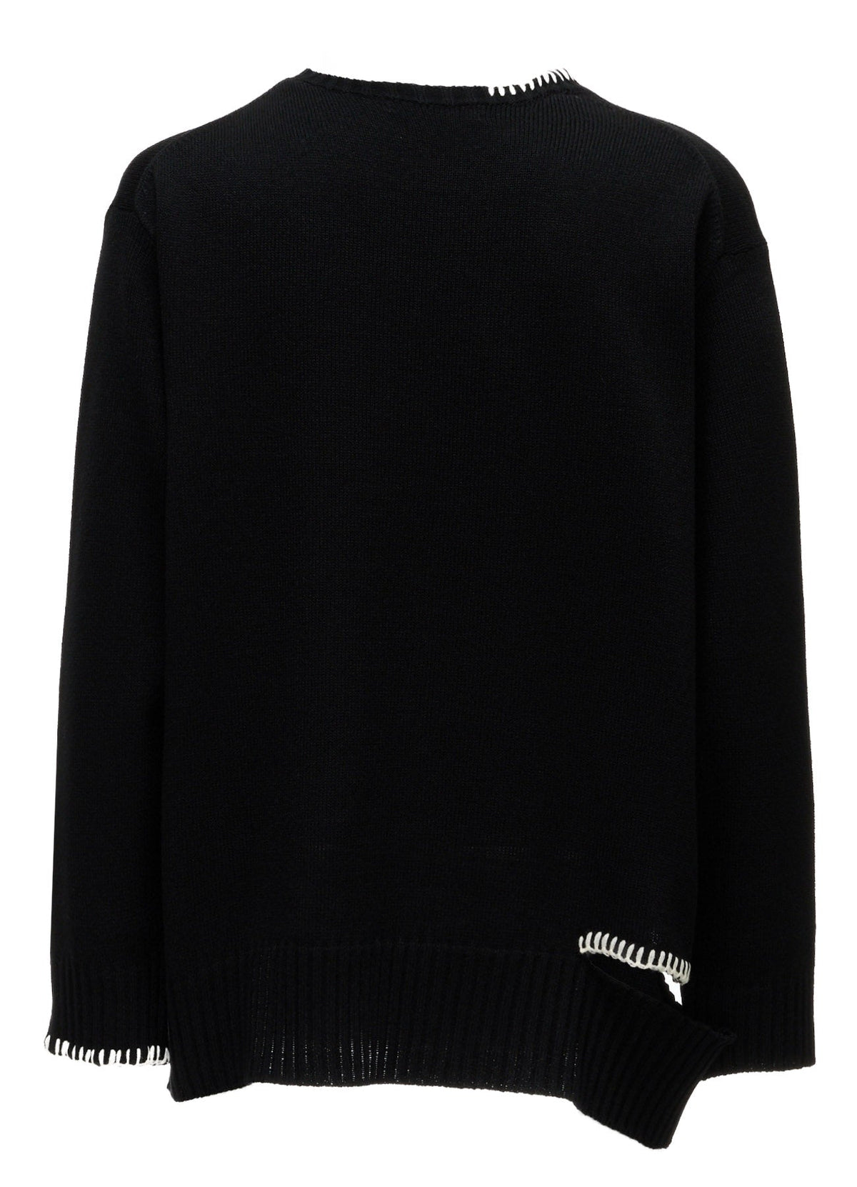 BULKY WOOL BLEND ASYMMETRIC STITCH PULLOVER
