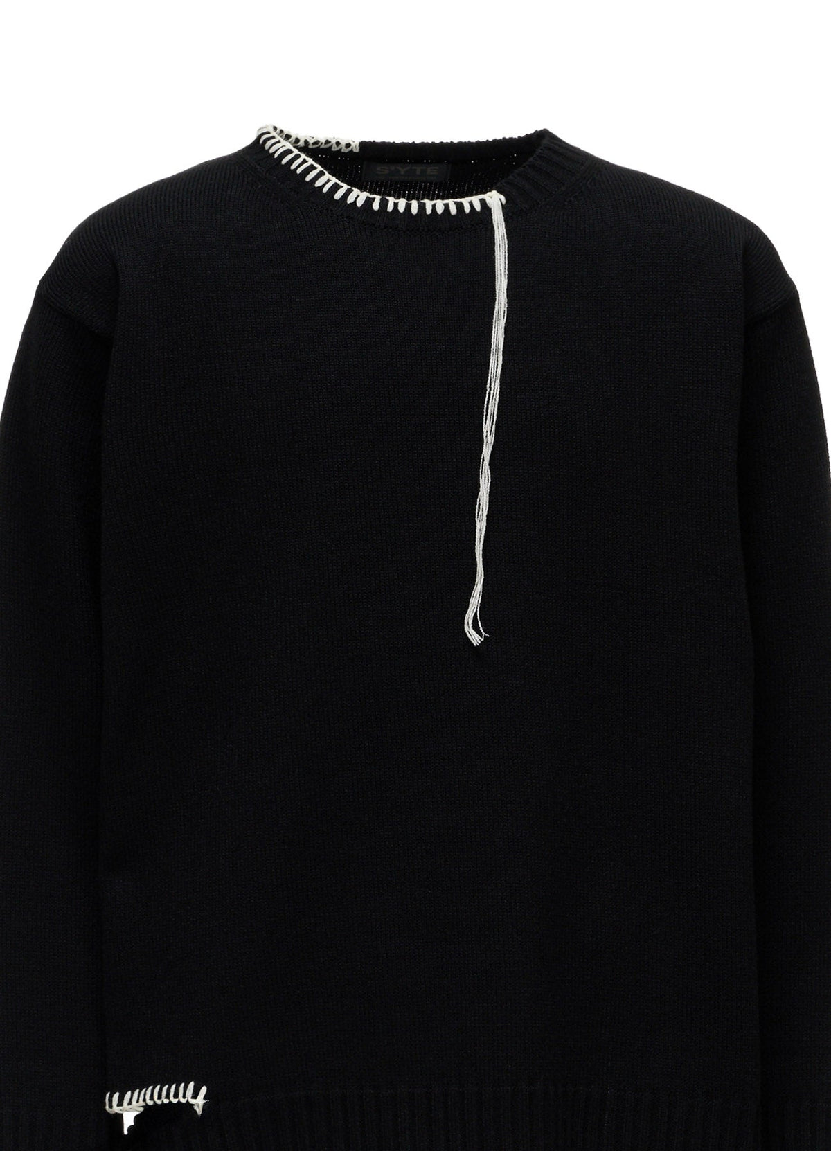 BULKY WOOL BLEND ASYMMETRIC STITCH PULLOVER
