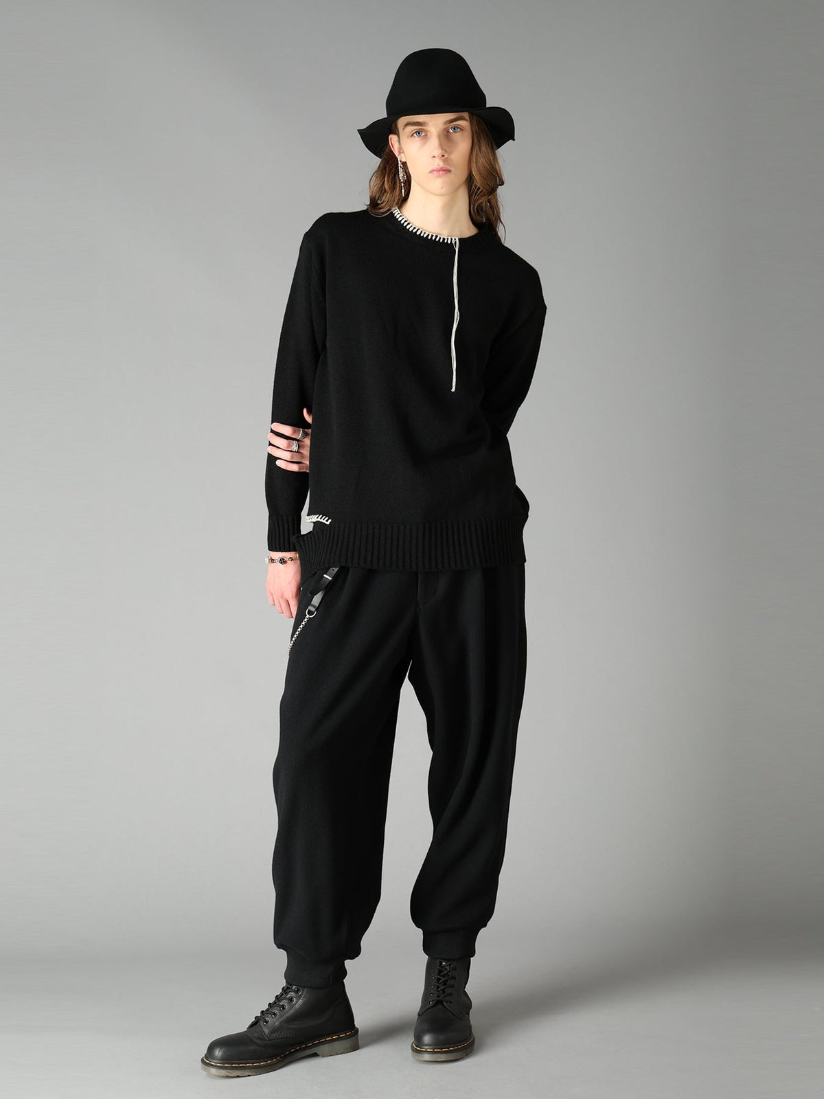 BULKY WOOL BLEND ASYMMETRIC STITCH PULLOVER