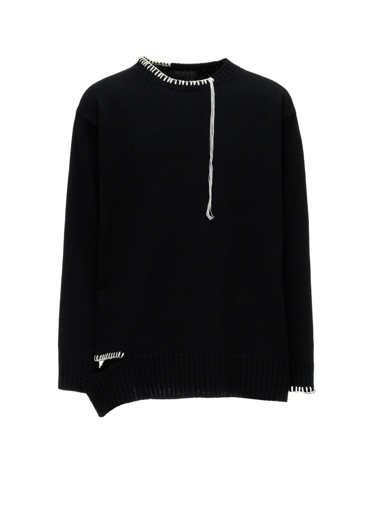 BULKY WOOL BLEND ASYMMETRIC STITCH PULLOVER